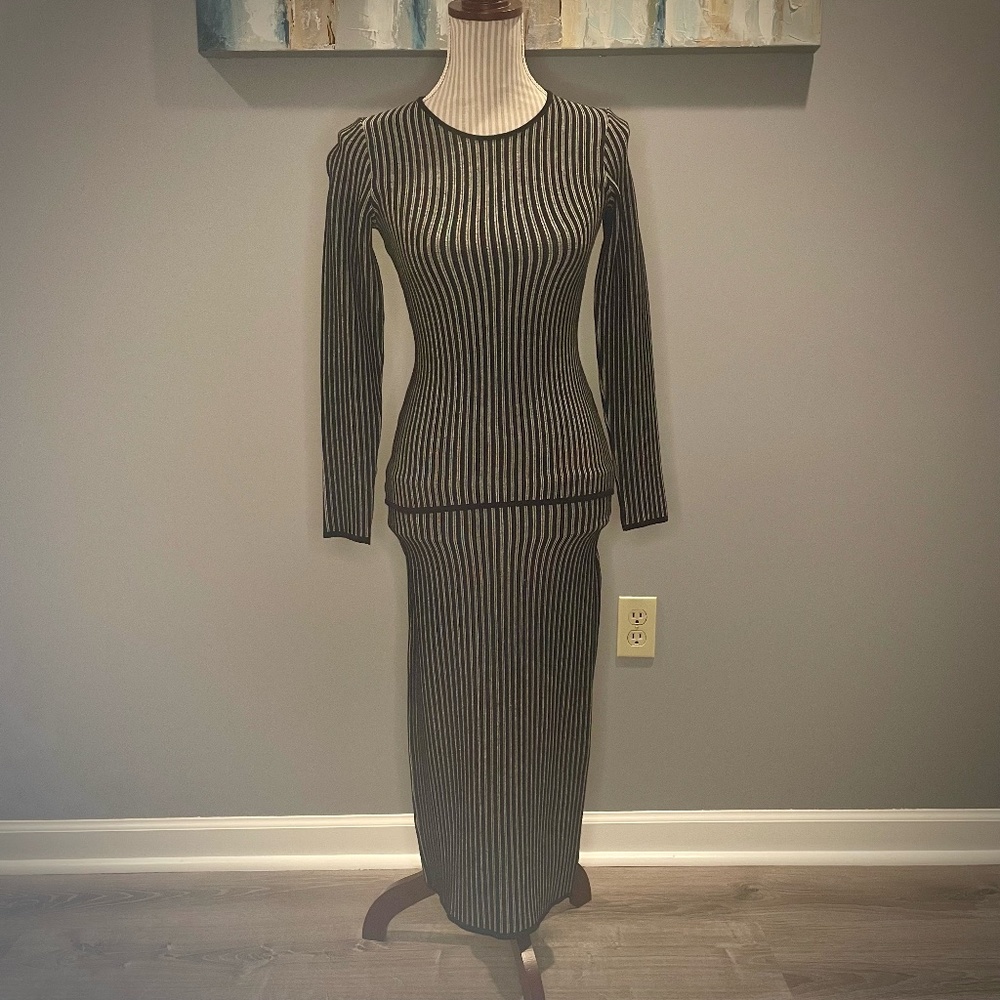 RVN | Pin Stripe Top & Skirt M | NWOT